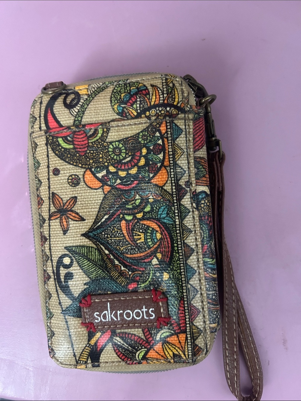 Sakroots Multicolor Floral Paisley Wristlet with Wrist Strap